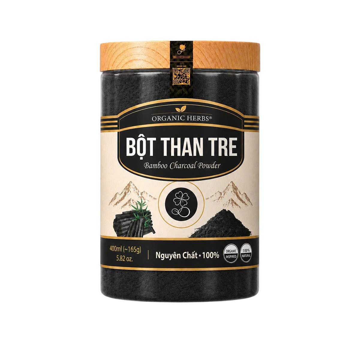 Organic Herbs® Bột Than Tre Hoạt Tính | Activated Bamboo Charcoal Powder